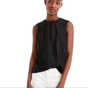 J. Crew Mixed Lace Black Top Size 4P